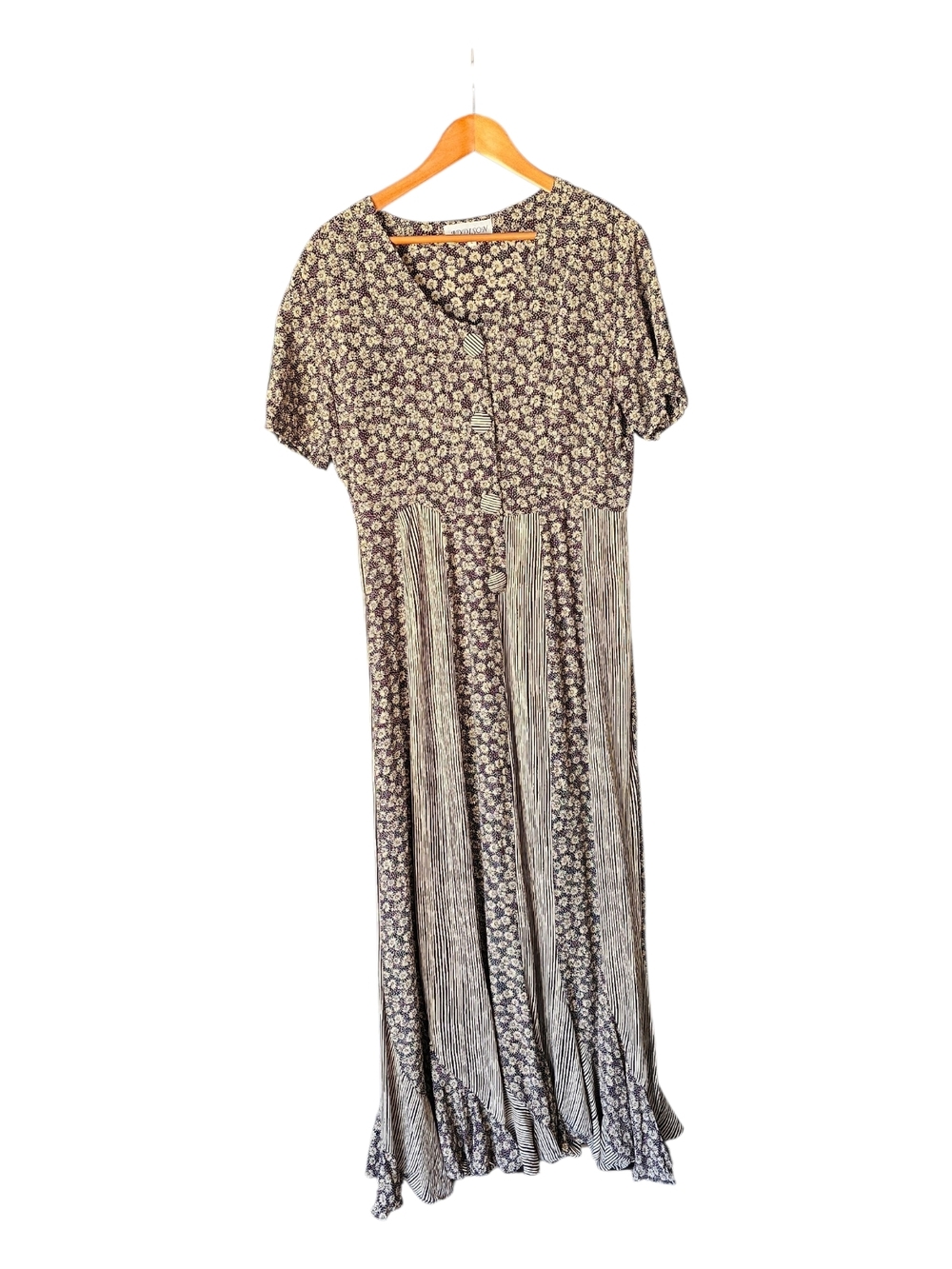 Floral Print Maxi Dress in Brown and Cream